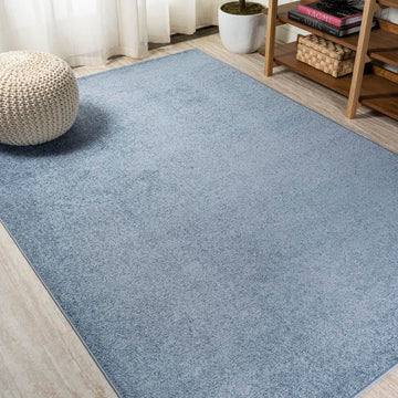 Haze Solid Low-pile Area Rug Classic Blue